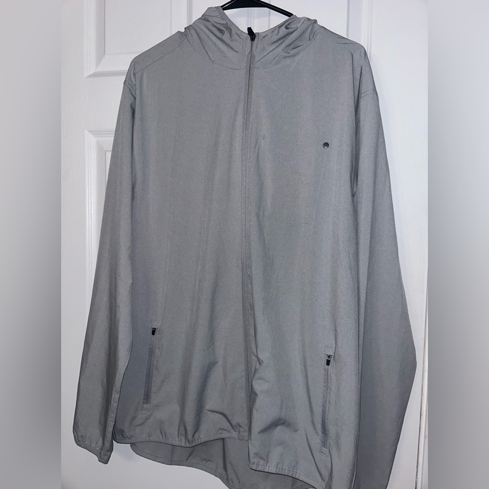 Vuori Men’s Outdoor Trainer Hooded Shell Full Zip Jacket Stretch Gray XL